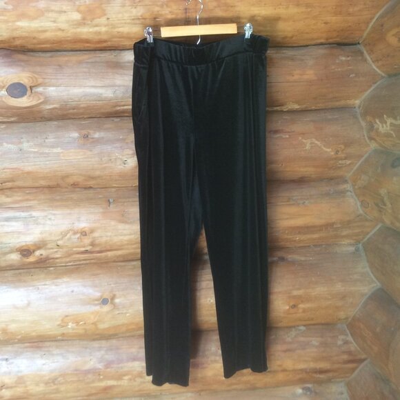 Ellos Black Wide Leg Plus Size Trendy High Rise Velvet Pants w/Pockets Size 22 - Picture 1 of 4